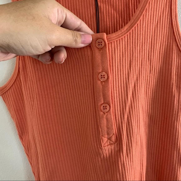 The Range NYC Alloy Ribbed Henley Tank Top in Terracotta 
Size Small - Picture 7 of 10